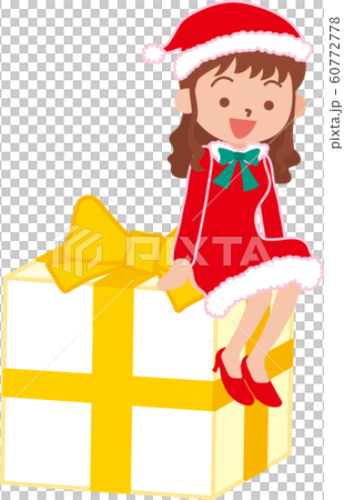 クリスマスプレゼントと女の子のイラスト素材