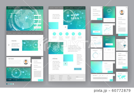 Website template design with interface elements Website template design with interface elements 60772879