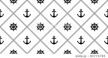 Anchor seamless pattern rope vector boat pirate helm Nautical maritime sea ocean repeat wallpaper scarf isolated tile background illustration line design 60774784