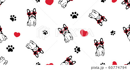 Dog Seamless Pattern French Bulldog Valentine のイラスト素材