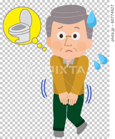 頻尿の高齢男性　イラスト 60774927