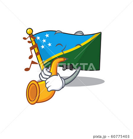 Flag solomon island Scroll cartoon character design performance with trumpet 60775403