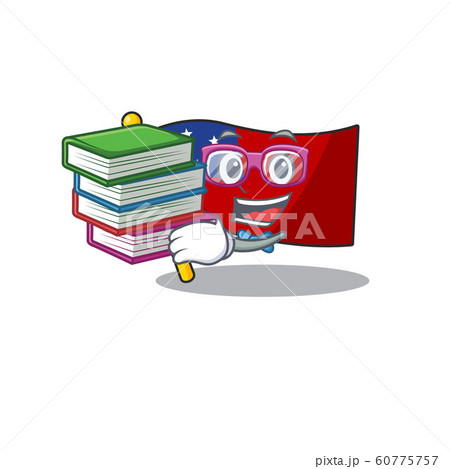 Smart Student flag samoa Scroll mascot cartoon with book Smart Student flag samoa Scroll mascot cartoon with book 60775757