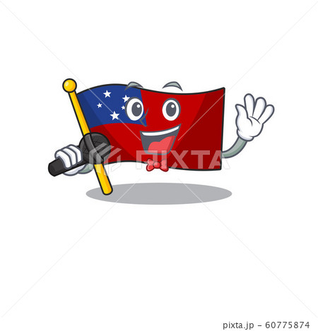 Cute cartoon Singing flag samoa Scroll with a microphone Cute cartoon Singing flag samoa Scroll with a microphone 60775874