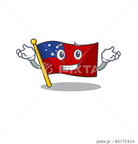 Cute and Cool Grinning flag samoa Scroll mascot cartoon style 60775914