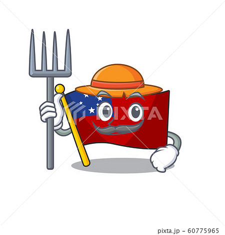 Happy Farmer flag samoa Scroll cartoon character with hat and tools Happy Farmer flag samoa Scroll cartoon character with hat and tools 60775965
