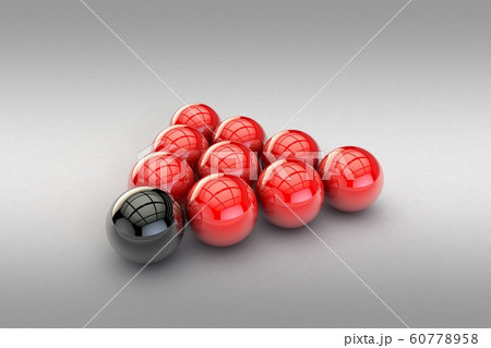3D rendering of glossy balls of red and black color with a reflective surface 3D rendering of glossy balls of red and black color with a reflective surface 60778958