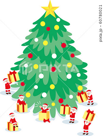 クリスマスツリーとサンタさんのイラスト素材 [60780021] - PIXTA