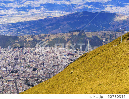 Ecuador, panoramic view of the southern part of Quito from Rucu Pichincha volcano 60780355