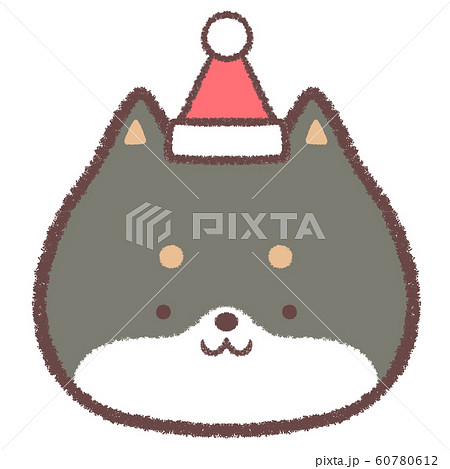 アイコンクリスマス帽子黒柴犬のイラスト素材 60780612 Pixta