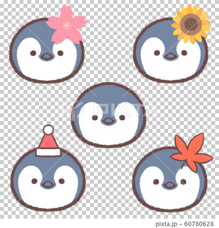 アイコンセット春夏秋冬ペンギンヒナ 60780628