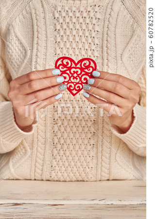 Blue women's nails with a rhinestones hold red Blue women's nails with a rhinestones hold red 60782520