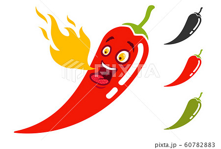 Chili pepper with flame 60782883