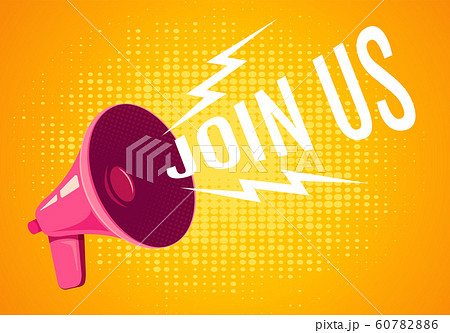 Retro megaphone on yellow background Retro megaphone on yellow background 60782886