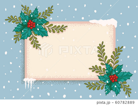 Vector retro postcard with Christmas plants 60782889