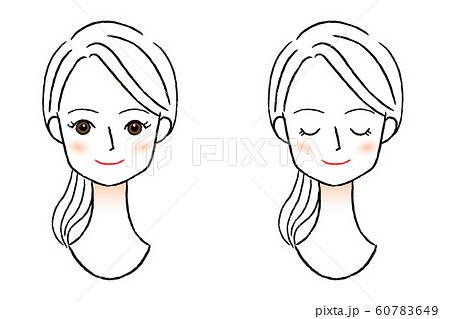 女性 顔 ライン モノクロのイラスト素材