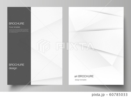 Vector layout of A4 cover mockup design template for brochure, flyer layout, booklet, cover design, book design, brochure cover. Halftone effect decoration with dots. Dotted pop art pattern decoration 60785033