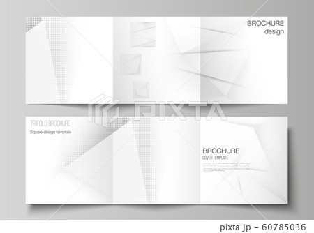Vector layout of square cover design templates for trifold brochure, flyer, magazine, cover design, book design, brochure cover. Halftone effect decoration with dots. Dotted pop art pattern decoration 60785036