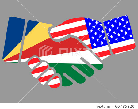 Seychelles and USA flags Handshake vector 60785820