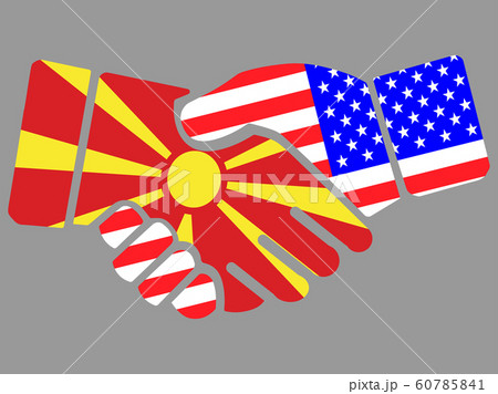 North Macedonia and USA flags Handshake vector North Macedonia and USA flags Handshake vector 60785841
