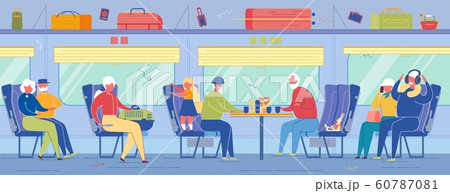 Aged Passengers Travel by Train Sitting on Seats Aged Passengers Travel by Train Sitting on Seats 60787081