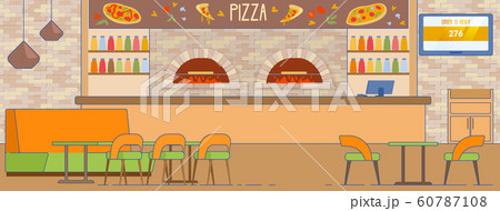 Empty Pizzeria Interior Pizza Delivery Service 60787108