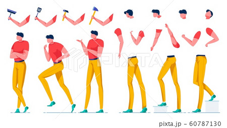 Creating Work Man, Constructing Body Parts Flat. 60787130