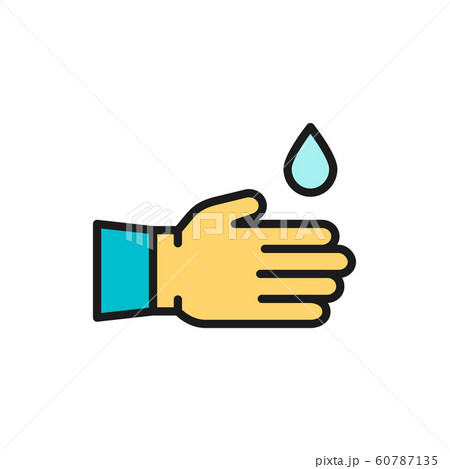 Rubber gloves, cleaning flat color line icon. Isolated on white background Rubber gloves, cleaning flat color line icon. Isolated on white background 60787135