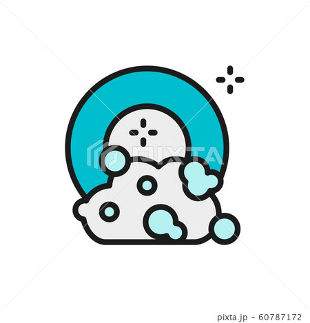 Dishes with soapy water, washing dish, dishwasher flat color line icon. 60787172