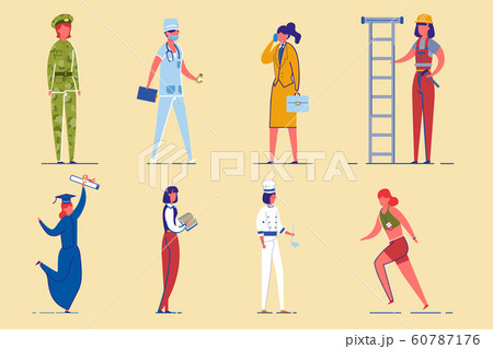 Working Women Diverse Professions Characters Set. 60787176