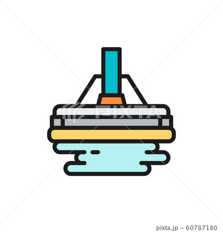 Vector mop, professional cleaning swab flat color line icon. 60787180