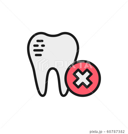 Damaged Tooth Enamel Dental Broken Flat Color のイラスト素材