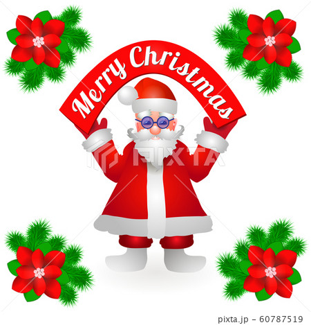 Santa Claus with inscription Merry Christmas. Santa Claus isolated on white background. 60787519