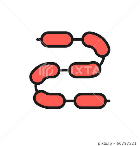 Bavarian sausages flat color line icon. Isolated on white background 60787521