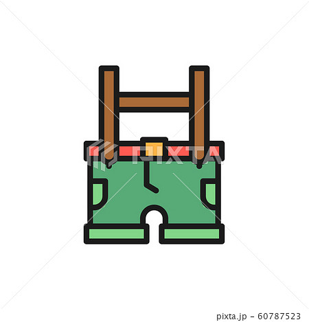 Traditional german national clothing, men costume flat color line icon. 60787523