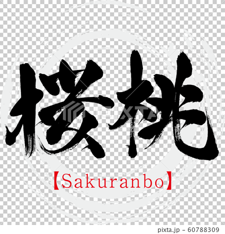 桜桃 Sakuranbo 筆文字 手書き のイラスト素材