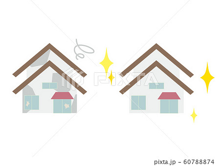 家のビフォーアフター リフォーム 修理のイラスト素材