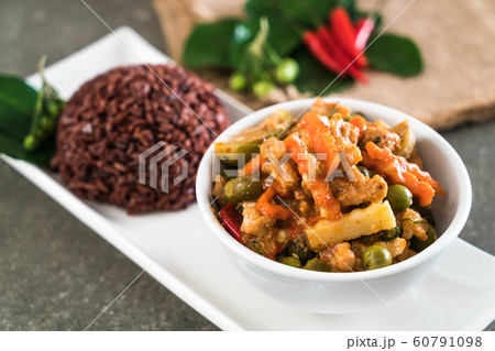 Panaeng Curry with pork and berry rice Panaeng Curry with pork and berry rice 60791098