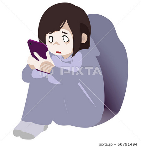 Smartphone Dependent Girl Without Line Stock Illustration