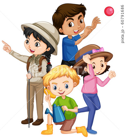 Four children in different actions 60791686
