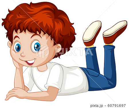 Boy in white shirt on white background 60791697