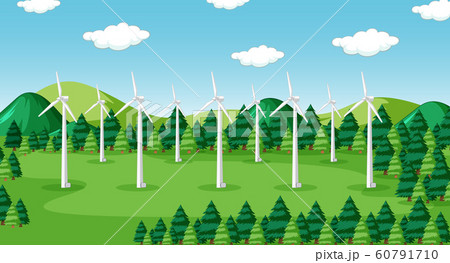 Scene with turbines in the forest 60791710