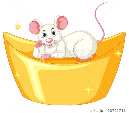 Cute rat sleeping on golden bar 60791711