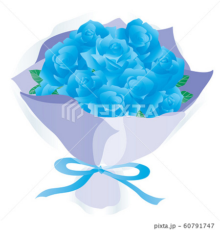 青いバラの花束のイラスト素材