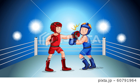 Boxers fighting on the boxing ring Boxers fighting on the boxing ring 60791964