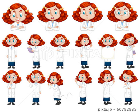 Set of red hair girl in science gown Set of red hair girl in science gown 60792935