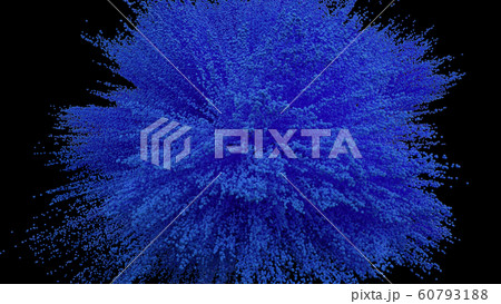 Blue powder ball explosion on black background Blue powder ball explosion on black background 60793188