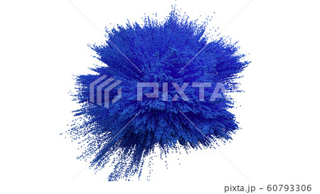 Blue powder ball explosion on white background 60793306