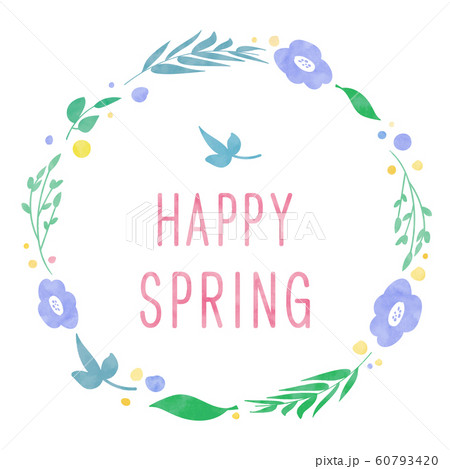 フラワーサークル 春 フレーム 水彩のイラスト素材