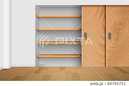 built-in wooden showcase in the room 60793751
